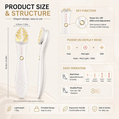 24K Gold Massage Head EMS Facial Beauty Instrument Red Light Heat Facial Beauty Device for Skin Rejuvenation Face Massager