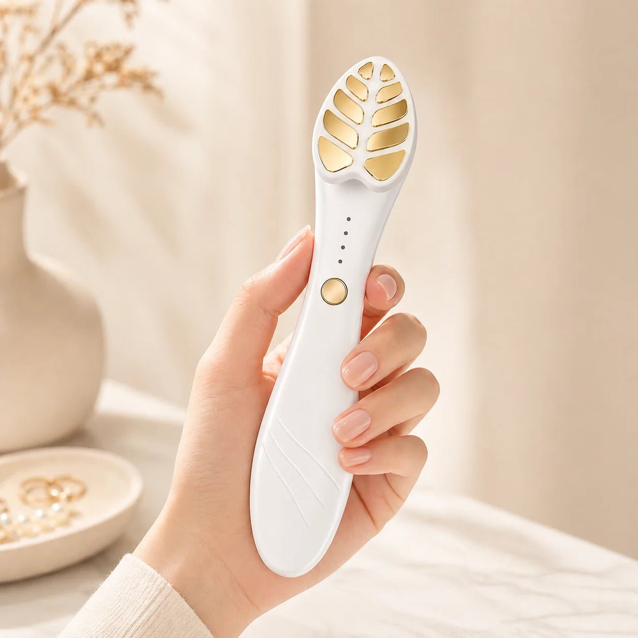 24K Gold Massage Head EMS Facial Beauty Instrument Red Light Heat Facial Beauty Device for Skin Rejuvenation Face Massager